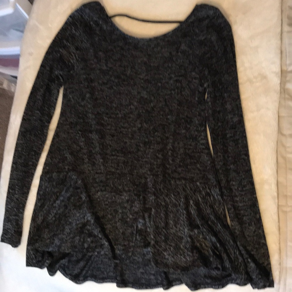 Peplum Gray and Black Top